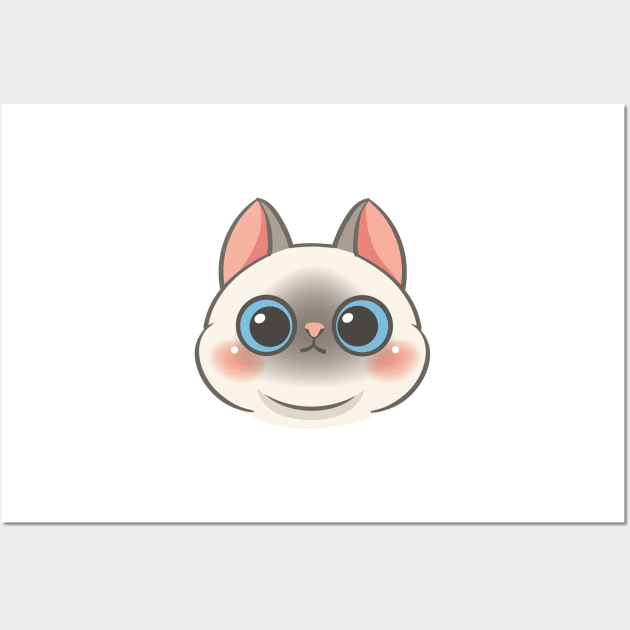 Cartoon cute cat face Wall Art by tomodaging